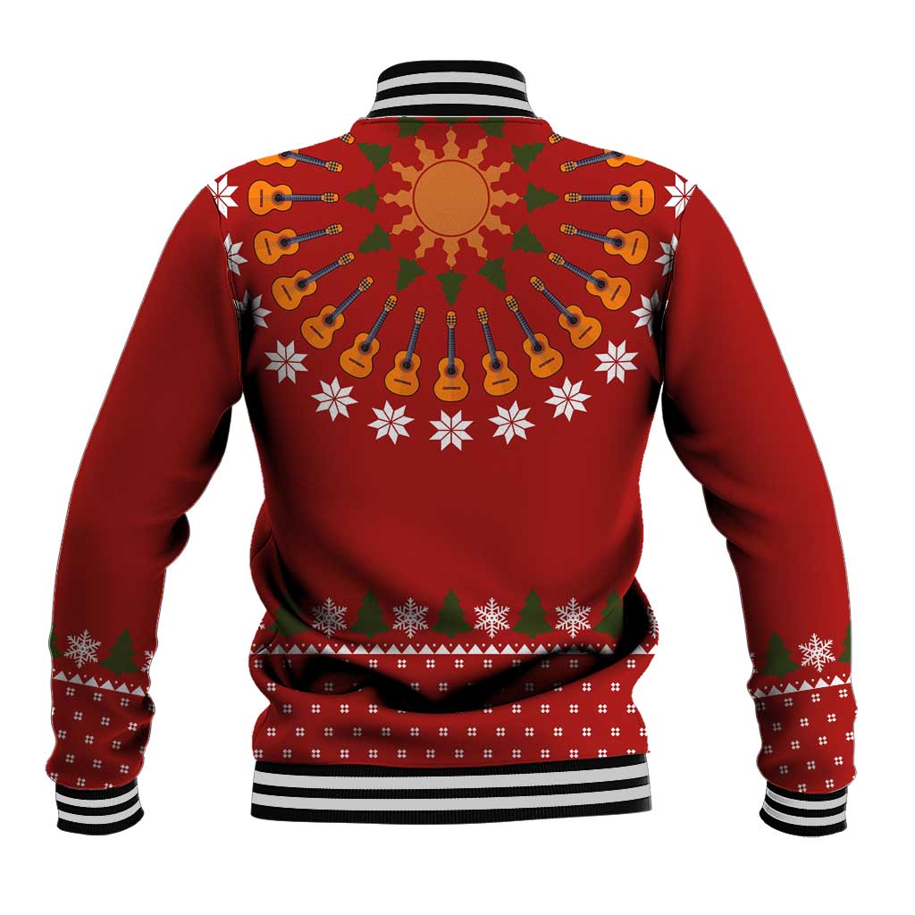 Guitar Lover Christmas Baseball Jacket Xmas Holiday Patterns - Wonder Print Shop