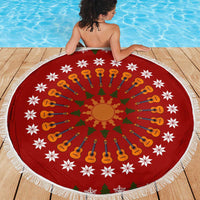 Guitar Lover Christmas Beach Blanket Xmas Holiday Patterns - Wonder Print Shop