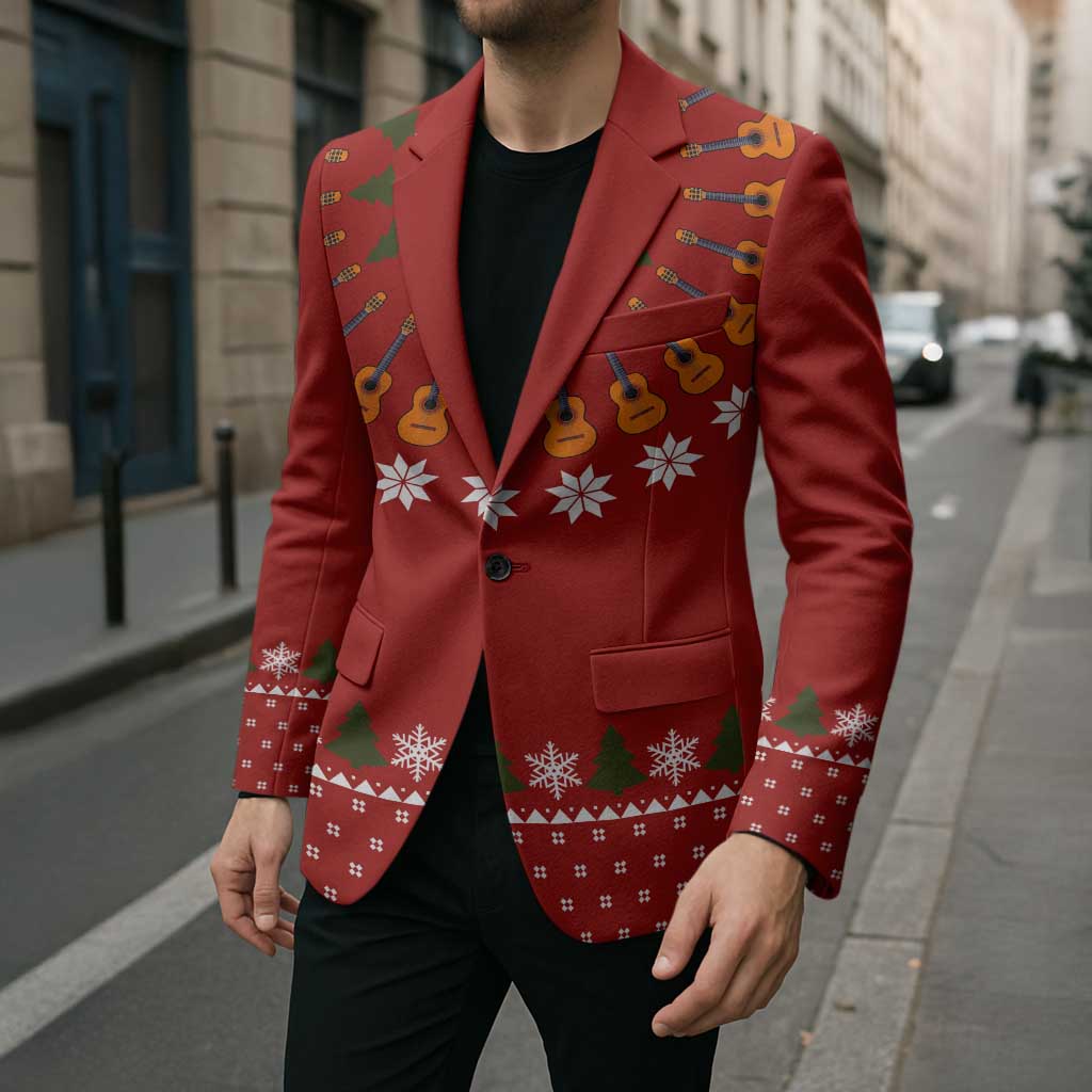 Guitar Lover Christmas Blazer Xmas Holiday Patterns - Wonder Print Shop