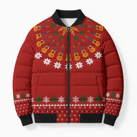 Guitar Lover Christmas Bomber Puffer Jacket Xmas Holiday Patterns - Wonder Print Shop
