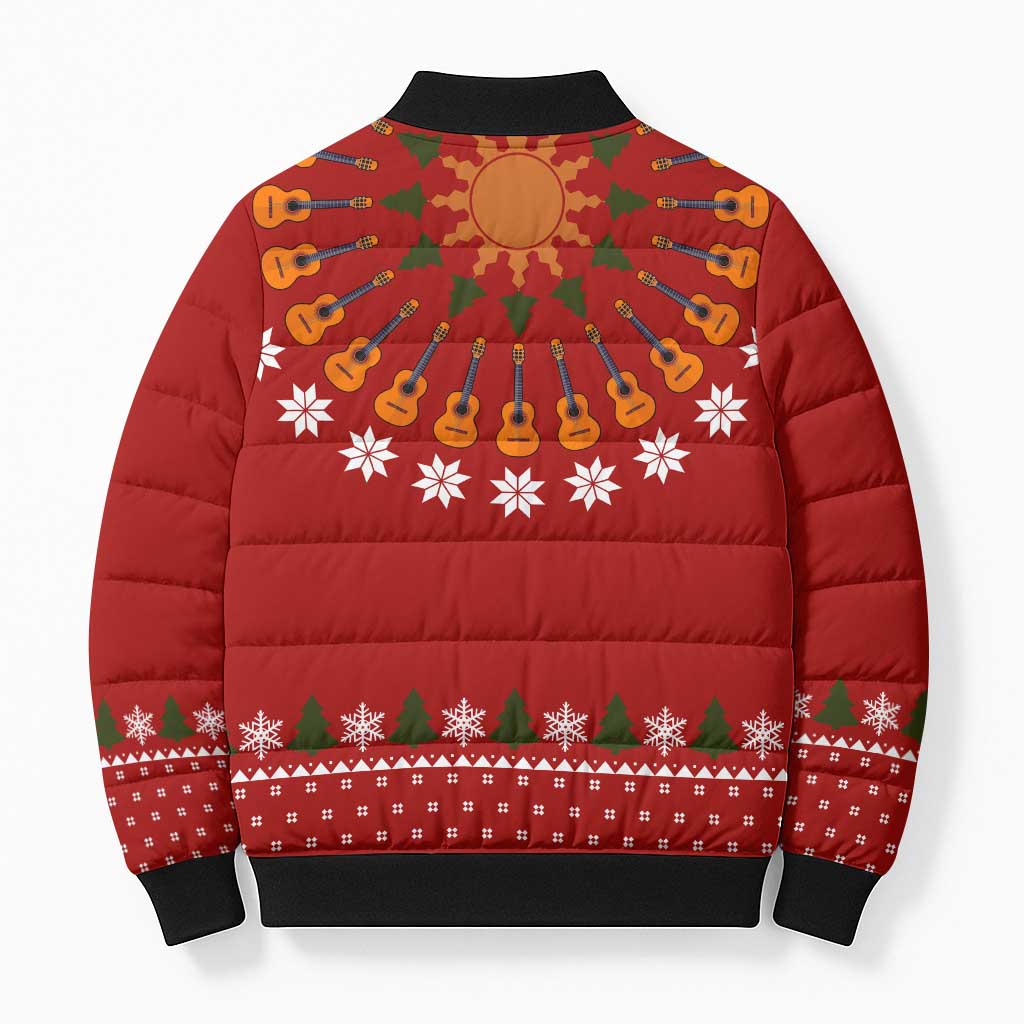 Guitar Lover Christmas Bomber Puffer Jacket Xmas Holiday Patterns - Wonder Print Shop