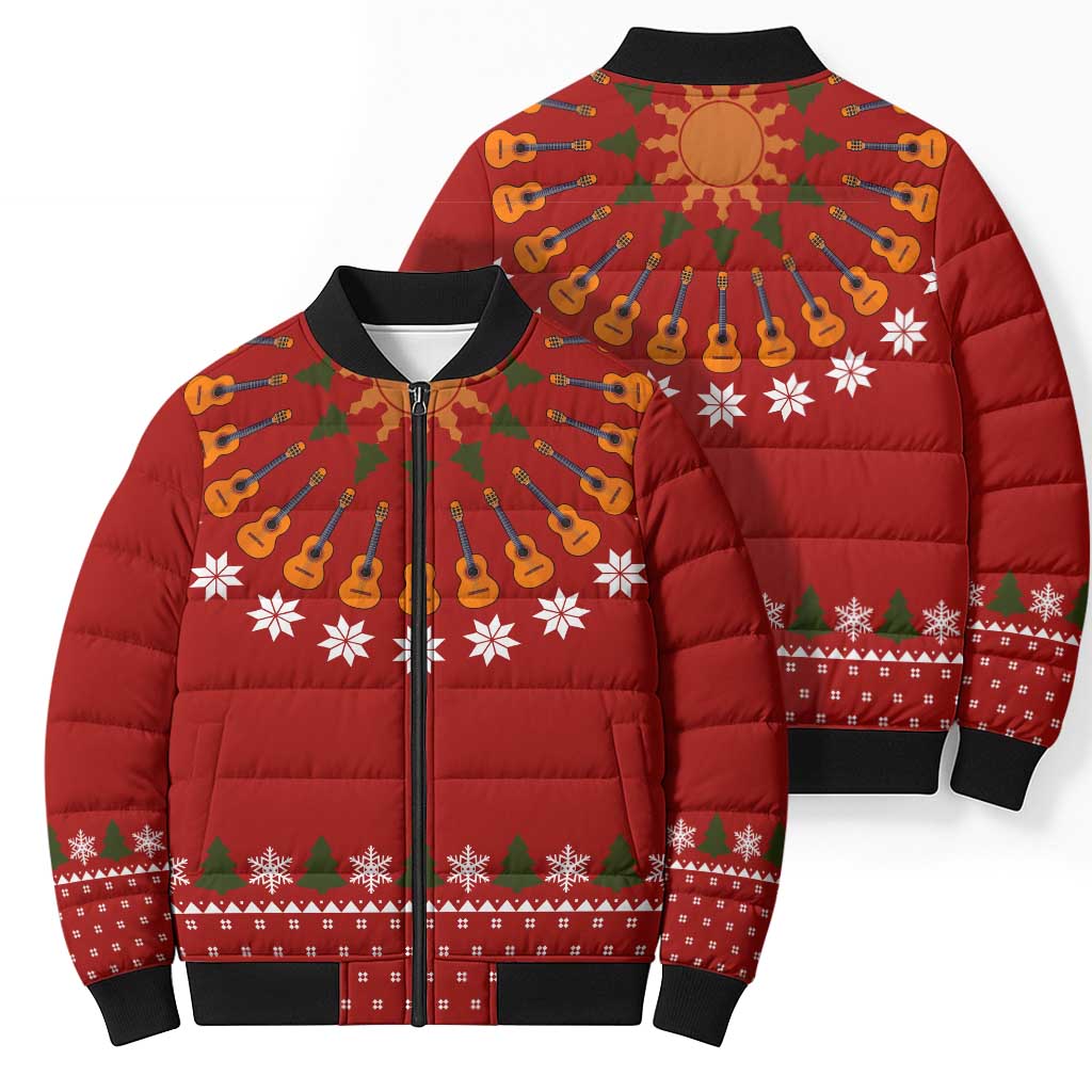 Guitar Lover Christmas Bomber Puffer Jacket Xmas Holiday Patterns - Wonder Print Shop