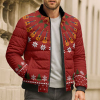 Guitar Lover Christmas Bomber Puffer Jacket Xmas Holiday Patterns - Wonder Print Shop