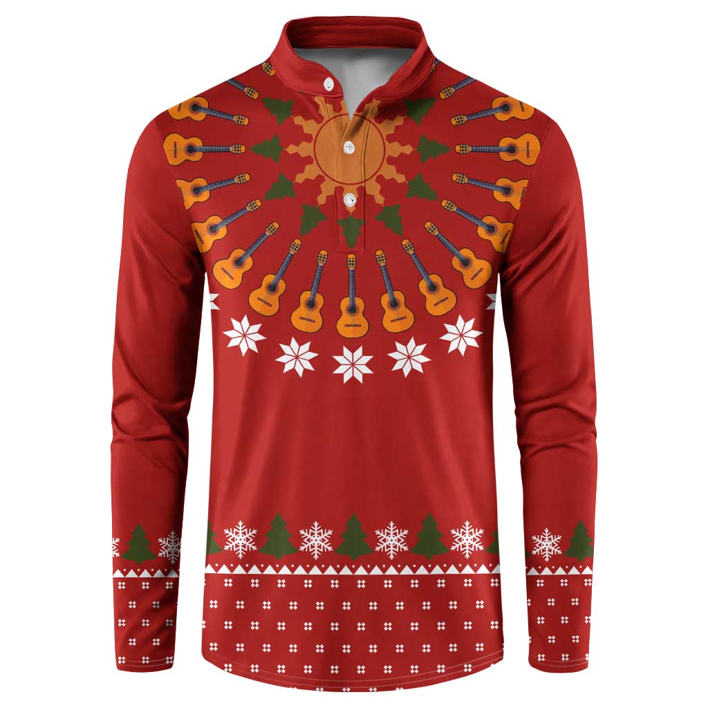 Guitar Lover Christmas Button Sweatshirt Xmas Holiday Patterns - Wonder Print Shop