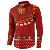 Guitar Lover Christmas Button Sweatshirt Xmas Holiday Patterns - Wonder Print Shop