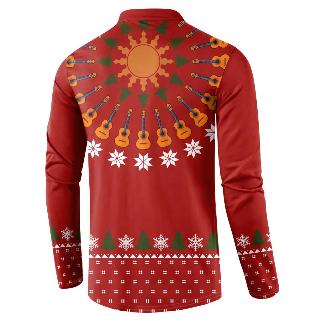 Guitar Lover Christmas Button Sweatshirt Xmas Holiday Patterns - Wonder Print Shop