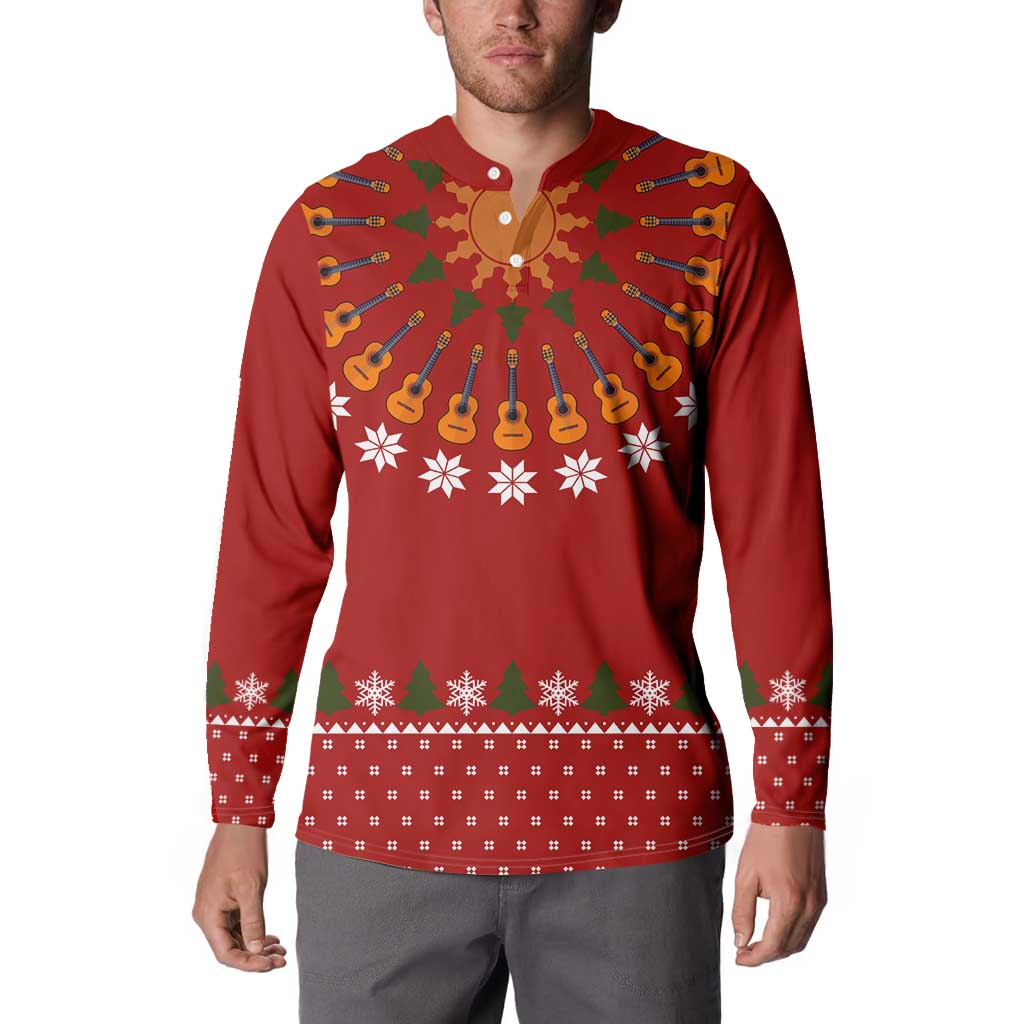 Guitar Lover Christmas Button Sweatshirt Xmas Holiday Patterns - Wonder Print Shop