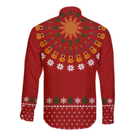 Guitar Lover Christmas Long Sleeve Button Shirt Xmas Holiday Patterns - Wonder Print Shop
