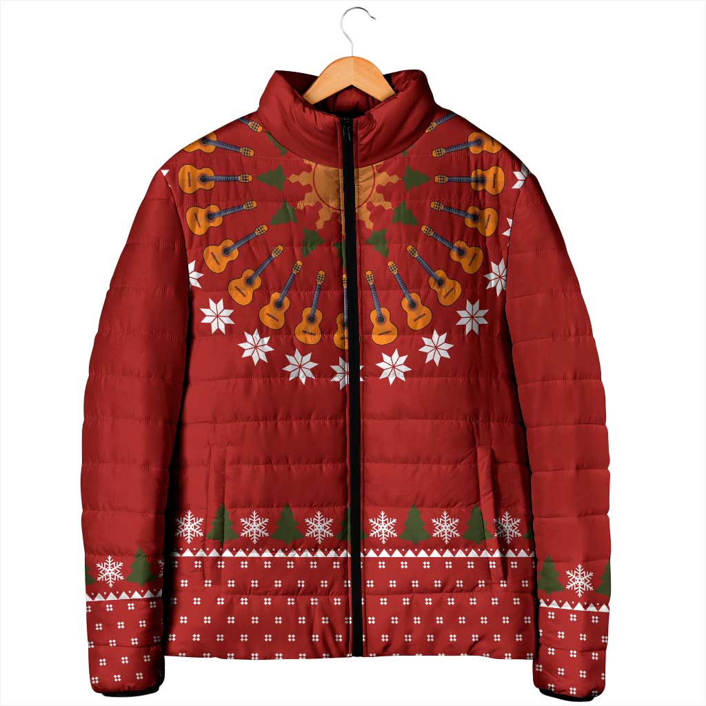 Guitar Lover Christmas Padded Jacket Xmas Holiday Patterns - Wonder Print Shop