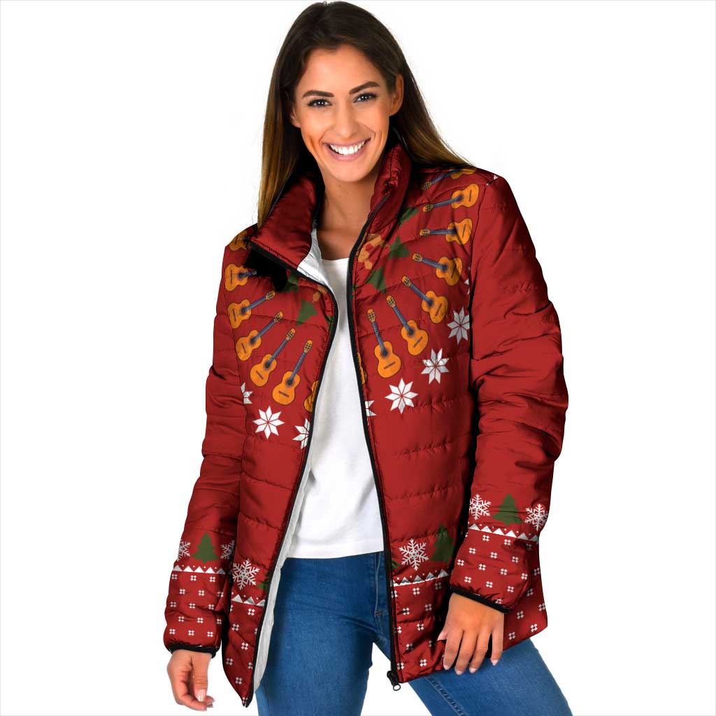Guitar Lover Christmas Padded Jacket Xmas Holiday Patterns - Wonder Print Shop