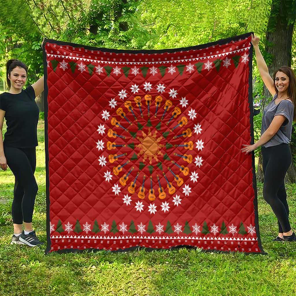 Guitar Lover Christmas Quilt Xmas Holiday Patterns - Wonder Print Shop