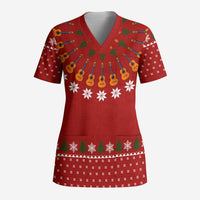 Guitar Lover Christmas Scrub Top Xmas Holiday Patterns - Wonder Print Shop