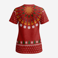 Guitar Lover Christmas Scrub Top Xmas Holiday Patterns - Wonder Print Shop