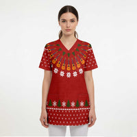Guitar Lover Christmas Scrub Top Xmas Holiday Patterns - Wonder Print Shop
