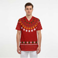 Guitar Lover Christmas Scrub Top Xmas Holiday Patterns - Wonder Print Shop