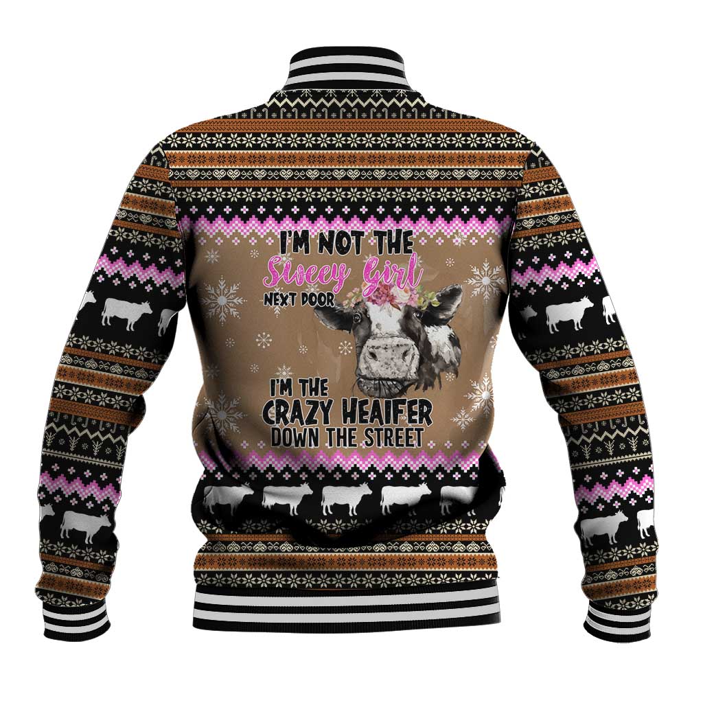The Crazy Heifer Christmas Baseball Jacket Xmas Holiday Patterns - Wonder Print Shop