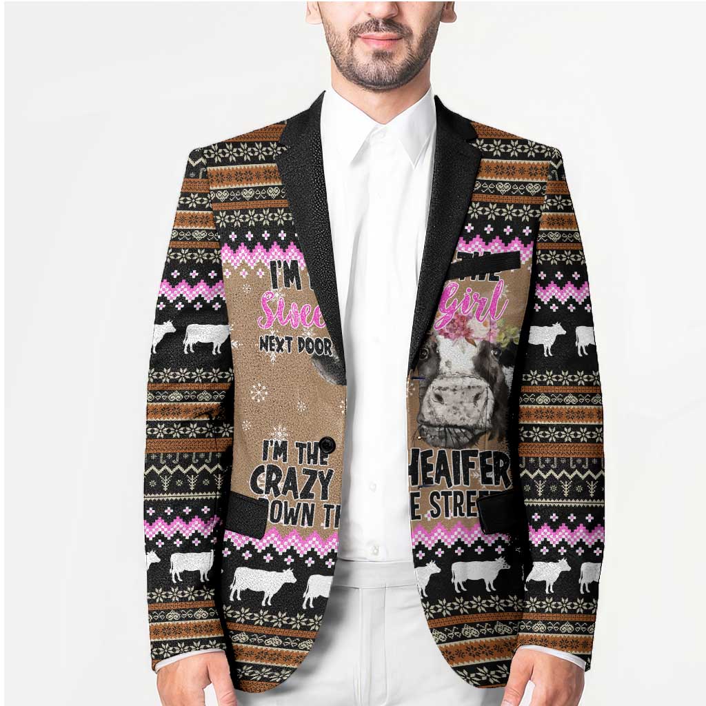 The Crazy Heifer Christmas Blazer Xmas Holiday Patterns - Wonder Print Shop