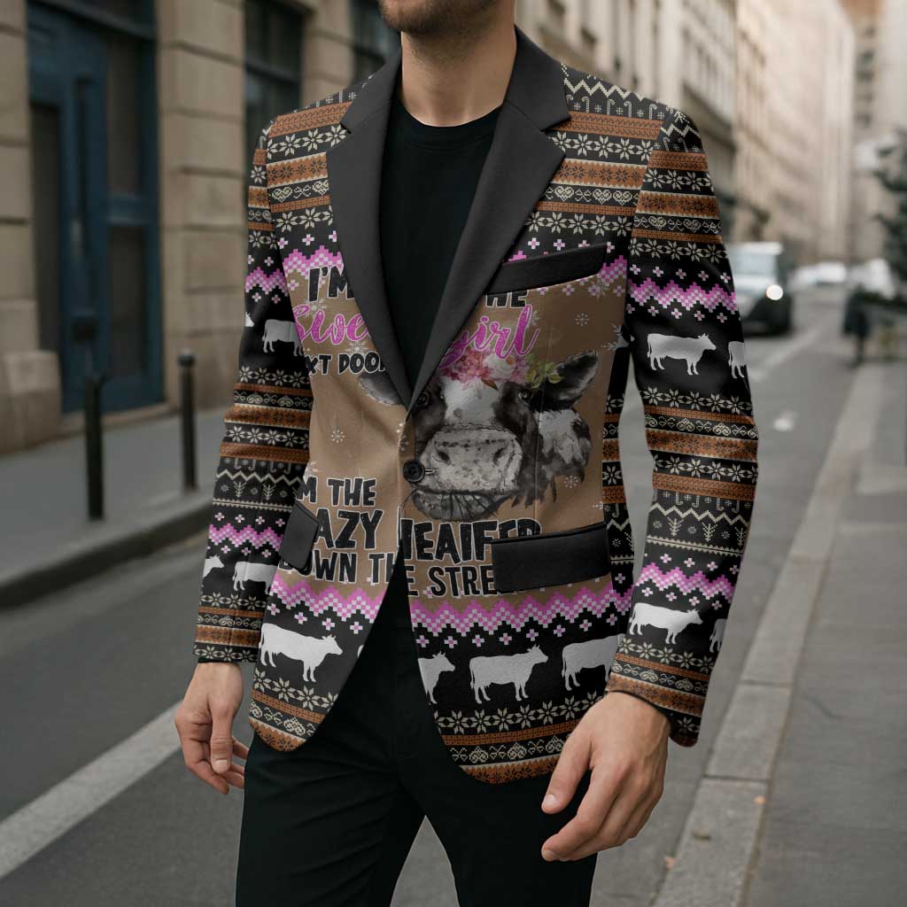 The Crazy Heifer Christmas Blazer Xmas Holiday Patterns - Wonder Print Shop