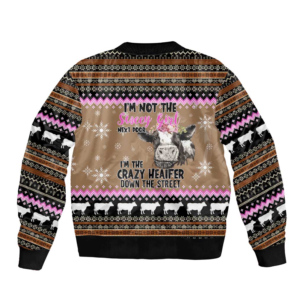 The Crazy Heifer Christmas Bomber Jacket Xmas Holiday Patterns - Wonder Print Shop