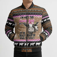The Crazy Heifer Christmas Bomber Puffer Jacket Xmas Holiday Patterns - Wonder Print Shop