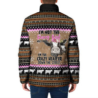 The Crazy Heifer Christmas Padded Jacket Xmas Holiday Patterns - Wonder Print Shop