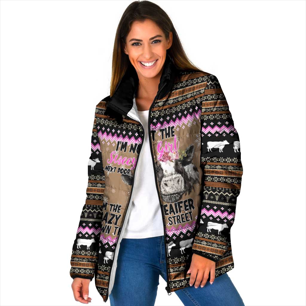 The Crazy Heifer Christmas Padded Jacket Xmas Holiday Patterns - Wonder Print Shop