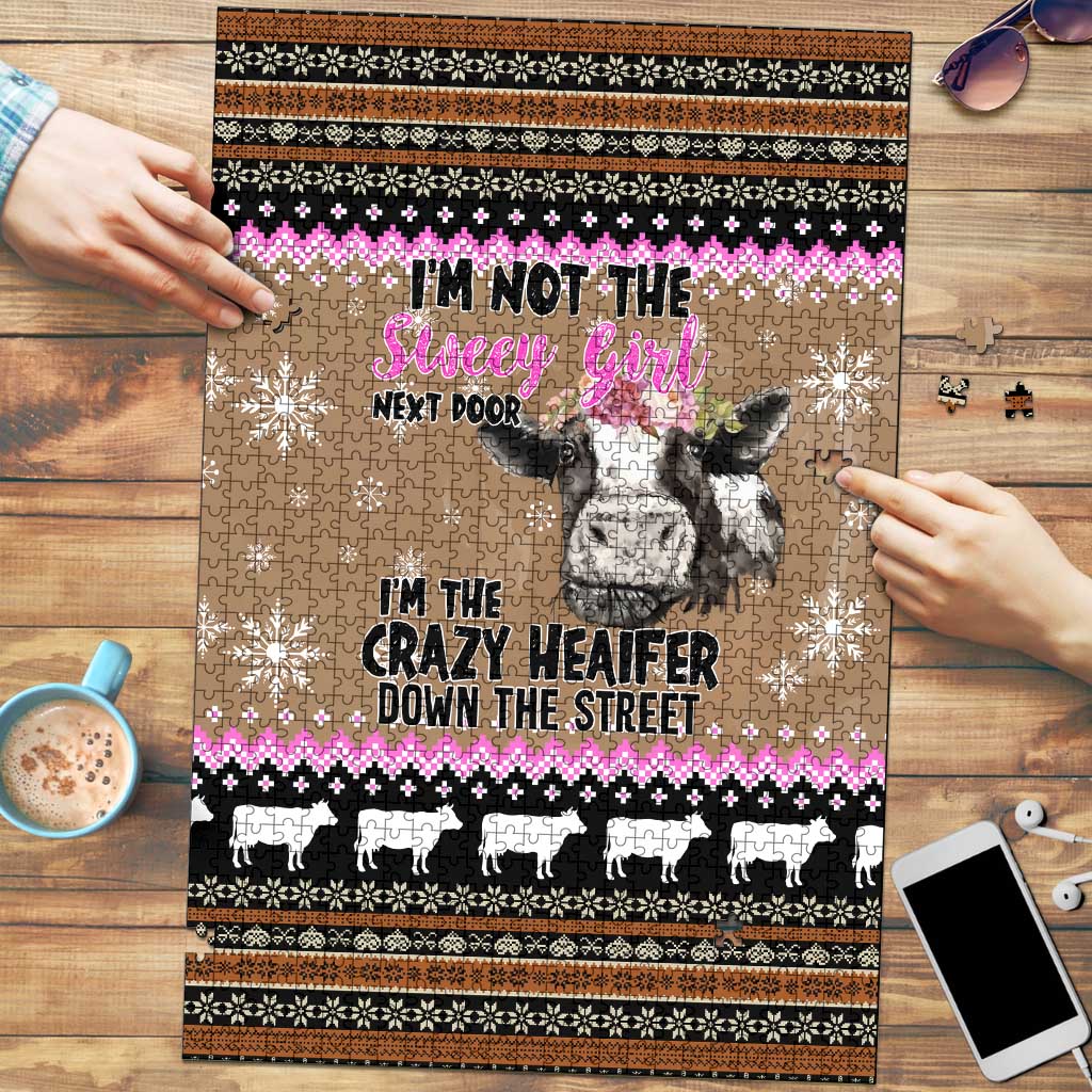 The Crazy Heifer Christmas Puzzle Xmas Holiday Patterns - Wonder Print Shop