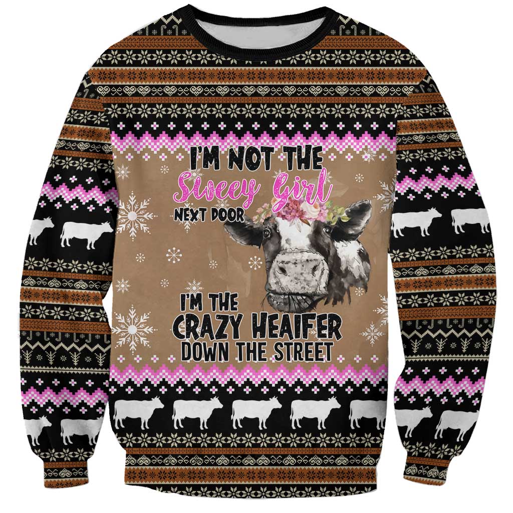 The Crazy Heifer Christmas Sweatshirt Xmas Holiday Patterns - Wonder Print Shop