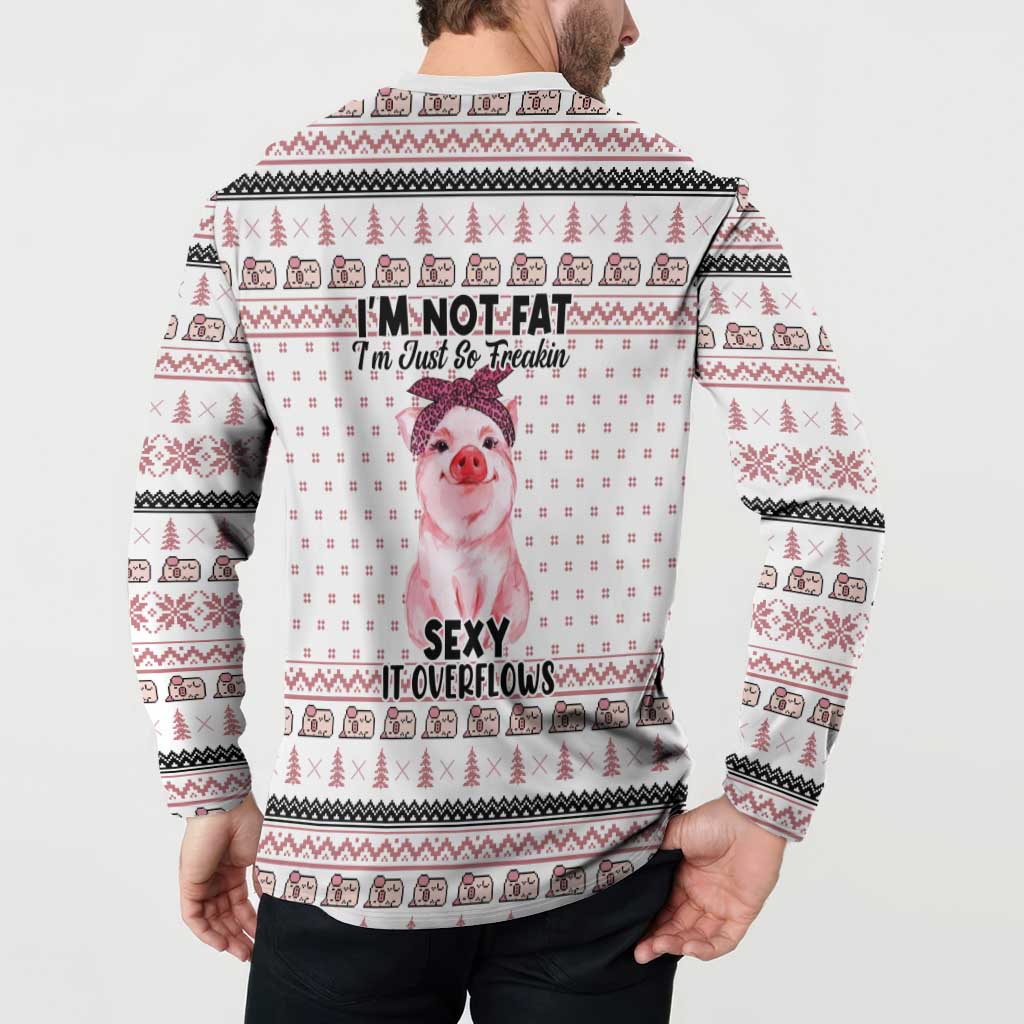 Pig Overflows Christmas Button Sweatshirt Xmas Holiday Patterns - Wonder Print Shop