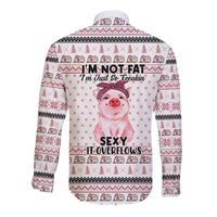 Pig Overflows Christmas Long Sleeve Button Shirt Xmas Holiday Patterns - Wonder Print Shop