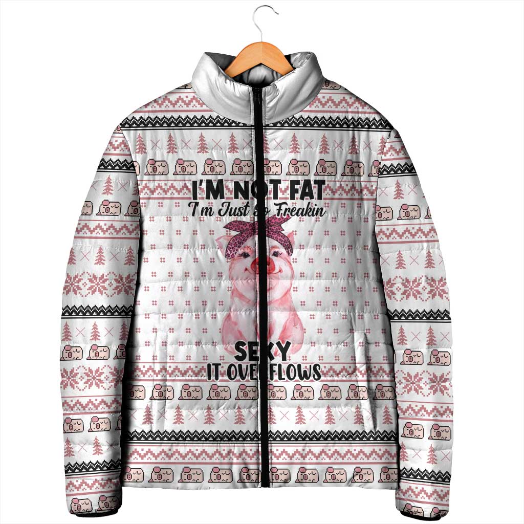 Pig Overflows Christmas Padded Jacket Xmas Holiday Patterns - Wonder Print Shop