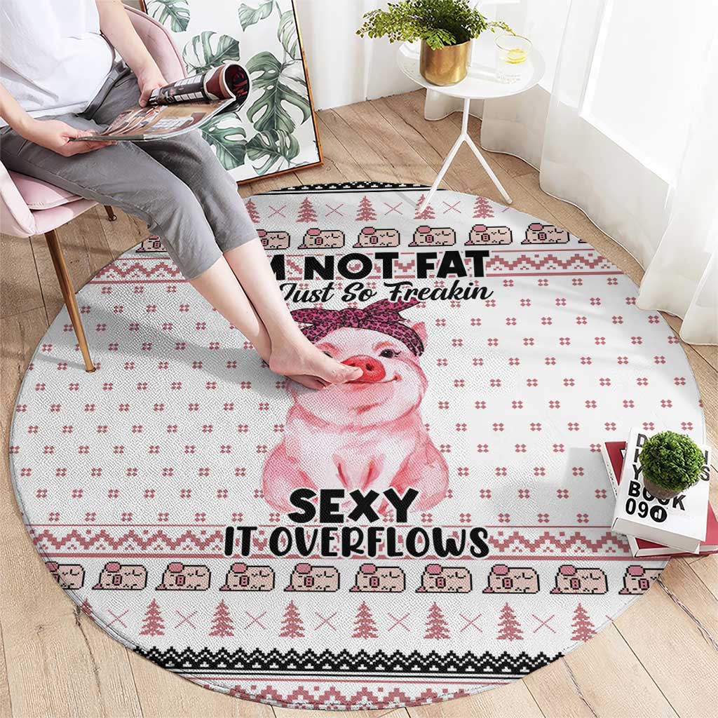 Pig Overflows Christmas Round Carpet Xmas Holiday Patterns - Wonder Print Shop