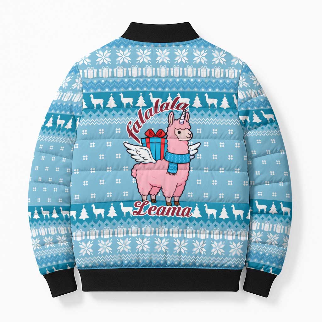 Pink Llama Christmas Bomber Puffer Jacket Xmas Holiday Patterns - Wonder Print Shop
