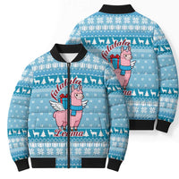 Pink Llama Christmas Bomber Puffer Jacket Xmas Holiday Patterns - Wonder Print Shop