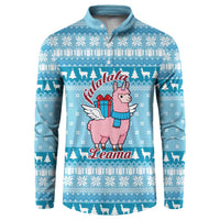 Pink Llama Christmas Button Sweatshirt Xmas Holiday Patterns - Wonder Print Shop