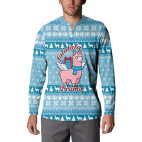 Pink Llama Christmas Button Sweatshirt Xmas Holiday Patterns - Wonder Print Shop