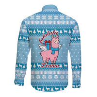 Pink Llama Christmas Long Sleeve Button Shirt Xmas Holiday Patterns - Wonder Print Shop