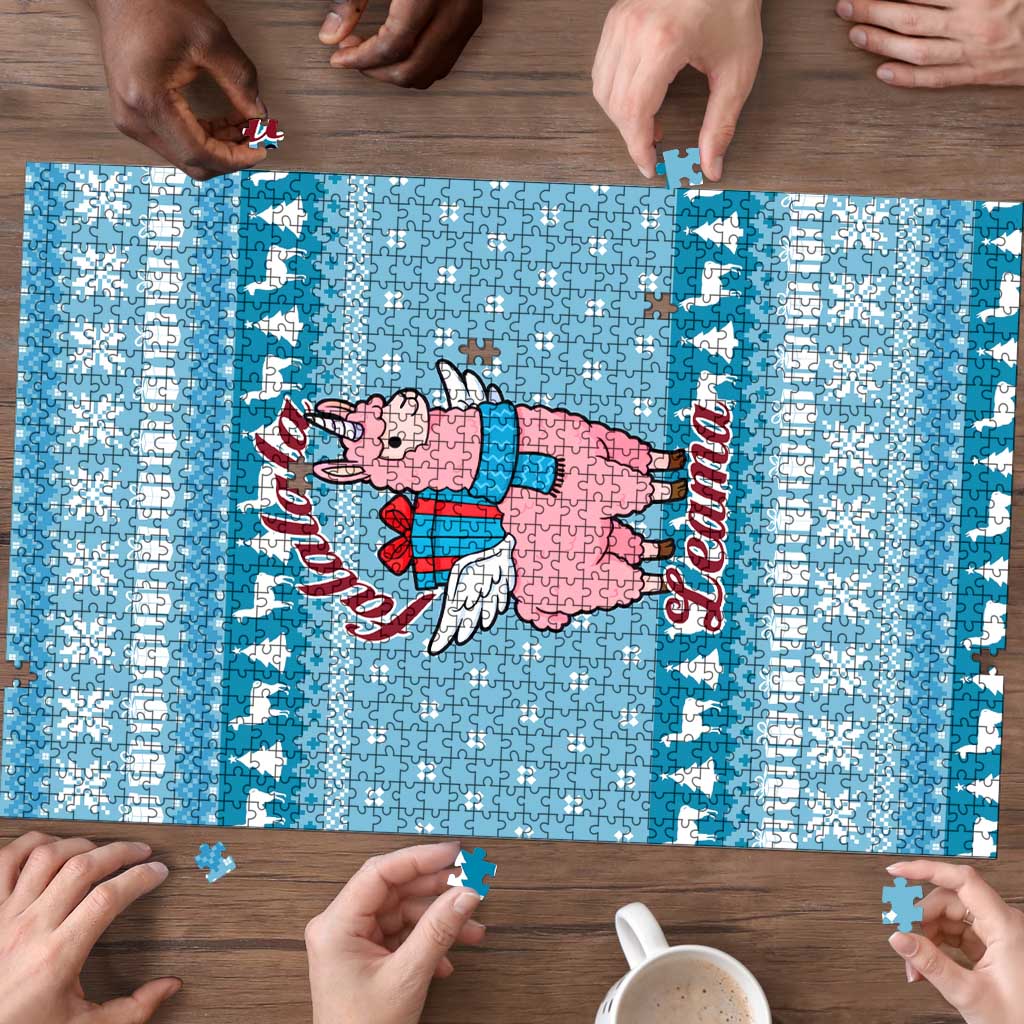 Pink Llama Christmas Puzzle Xmas Holiday Patterns - Wonder Print Shop
