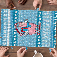 Pink Llama Christmas Puzzle Xmas Holiday Patterns - Wonder Print Shop