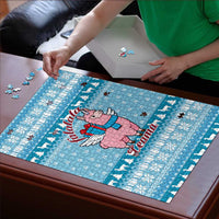 Pink Llama Christmas Puzzle Xmas Holiday Patterns - Wonder Print Shop