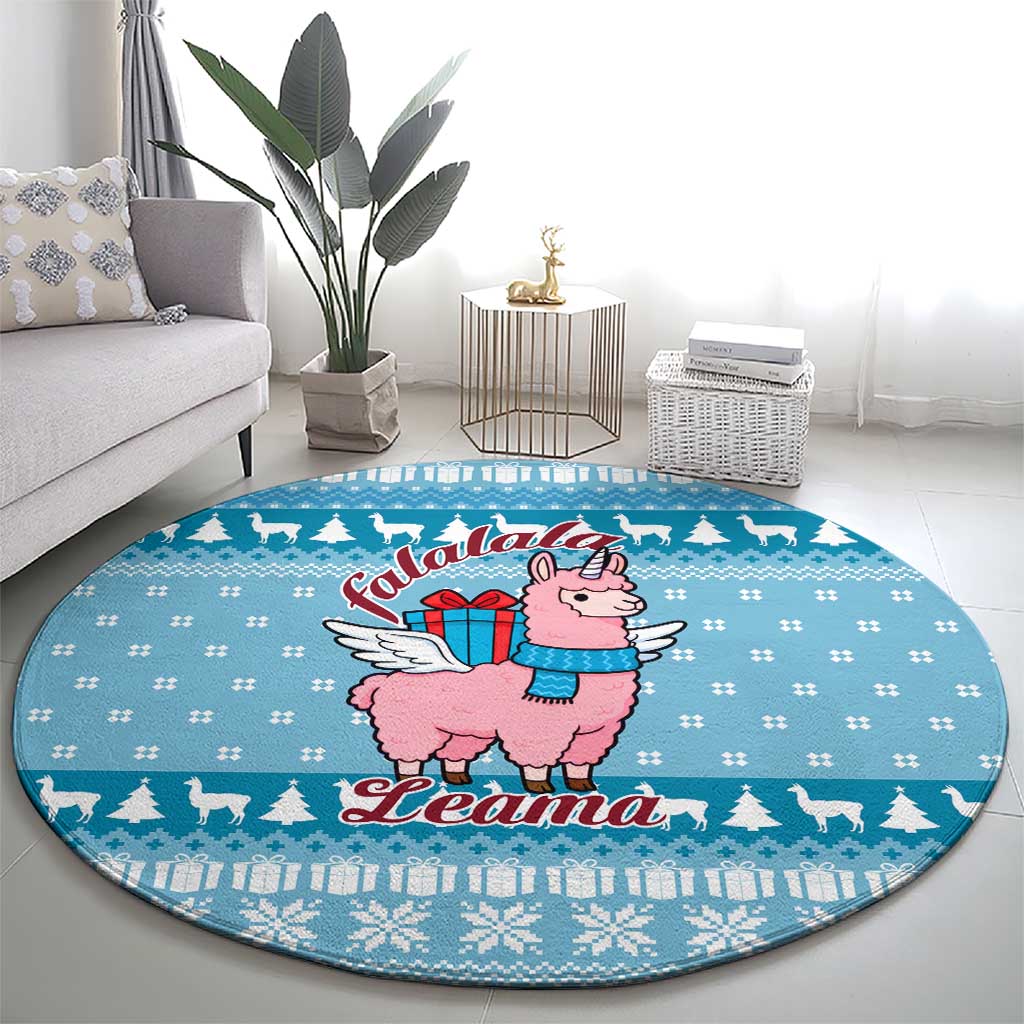 Pink Llama Christmas Round Carpet Xmas Holiday Patterns - Wonder Print Shop