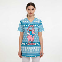 Pink Llama Christmas Scrub Top Xmas Holiday Patterns - Wonder Print Shop