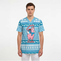 Pink Llama Christmas Scrub Top Xmas Holiday Patterns - Wonder Print Shop