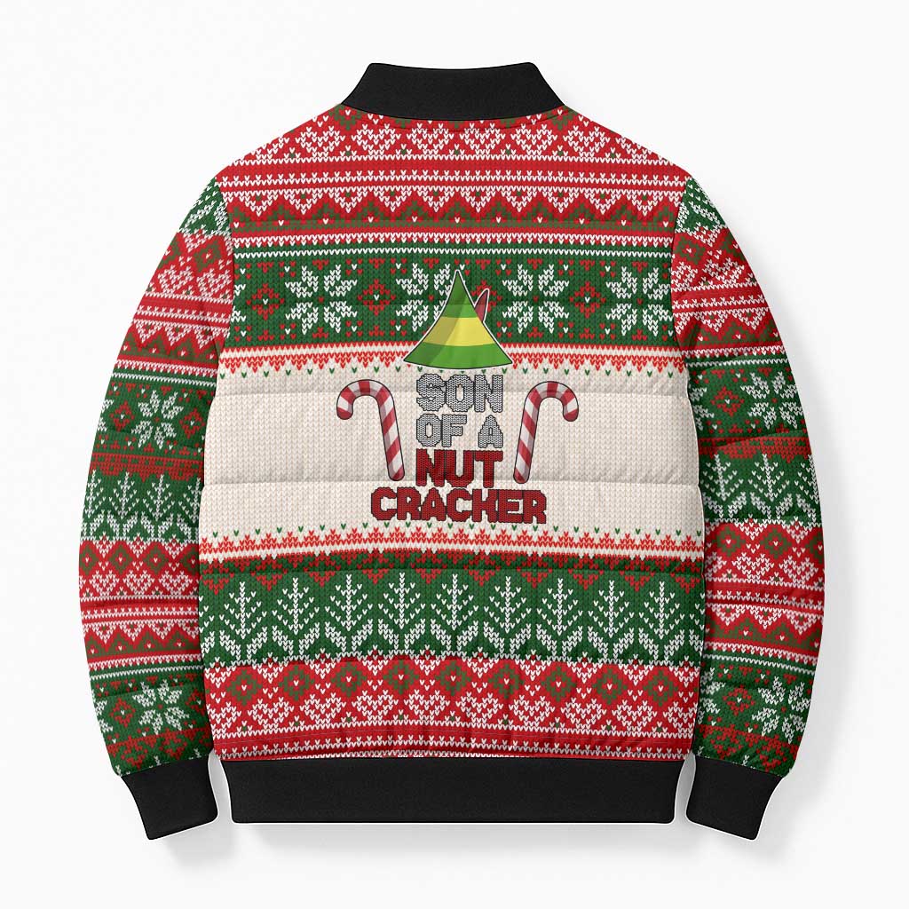 Son Of A Nut Cracker Christmas Bomber Puffer Jacket Xmas Holiday Patterns - Wonder Print Shop