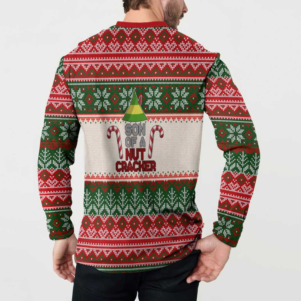 Son Of A Nut Cracker Christmas Button Sweatshirt Xmas Holiday Patterns - Wonder Print Shop
