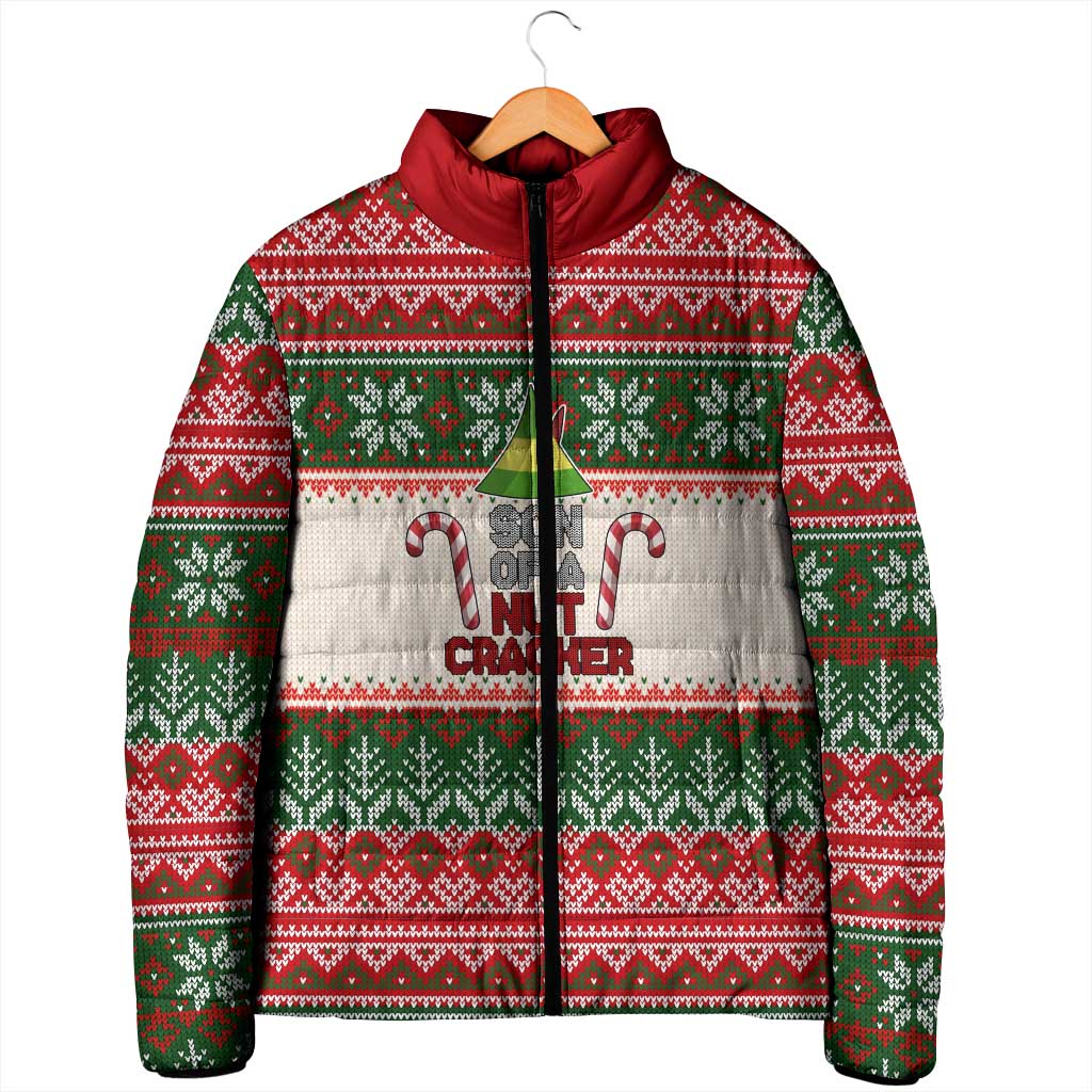 Son Of A Nut Cracker Christmas Padded Jacket Xmas Holiday Patterns - Wonder Print Shop