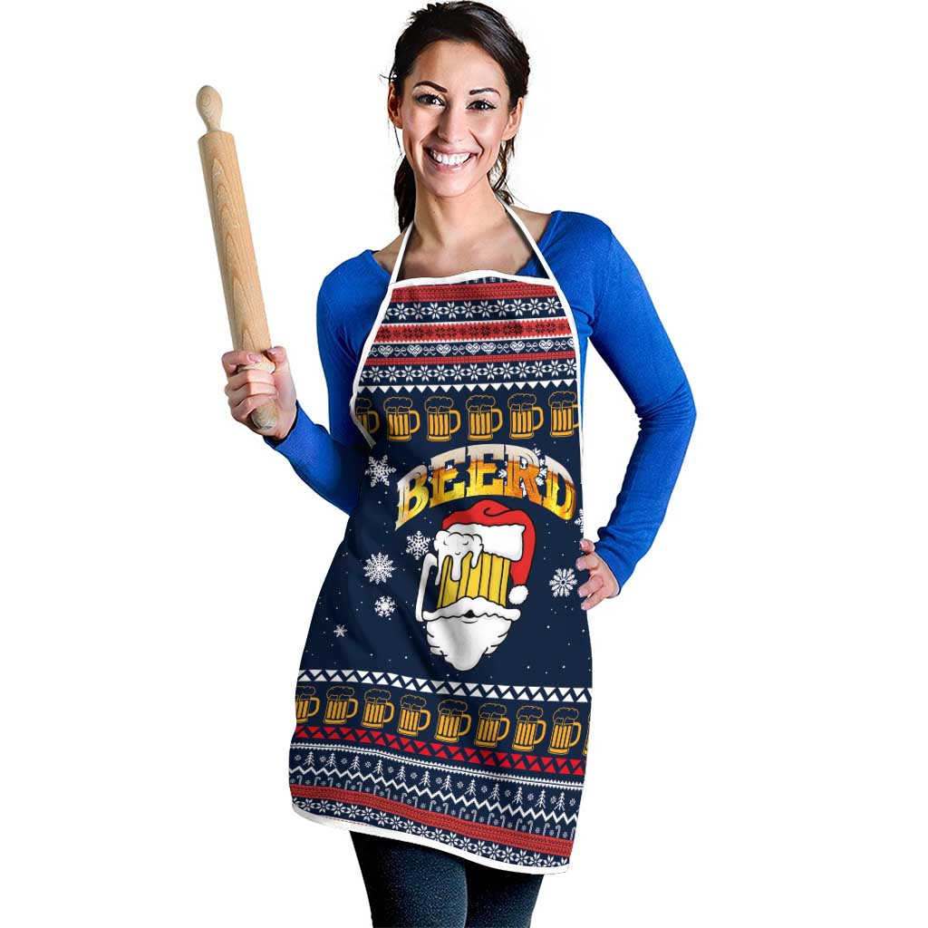 Santa Beerd Christmas Apron Xmas Holiday Patterns - Wonder Print Shop