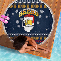 Santa Beerd Christmas Beach Blanket Xmas Holiday Patterns - Wonder Print Shop