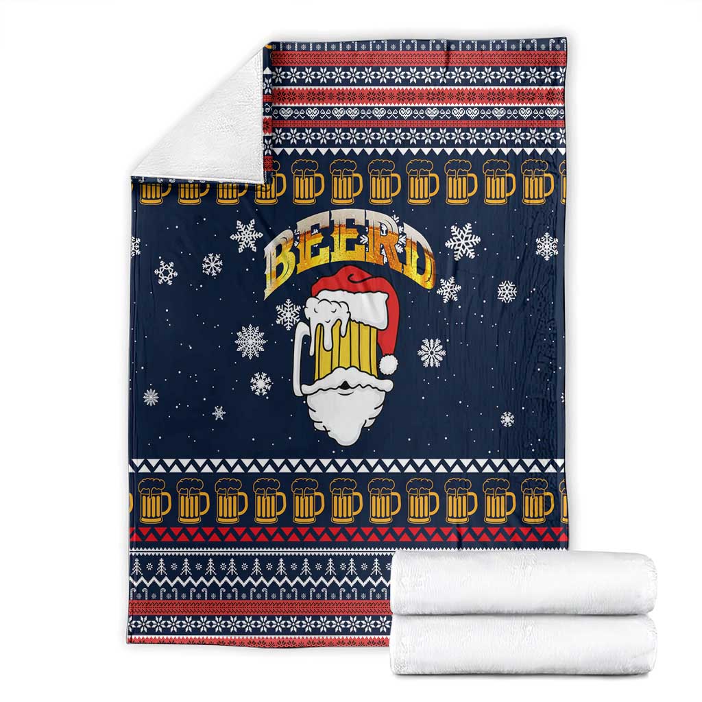 Santa Beerd Christmas Blanket Xmas Holiday Patterns - Wonder Print Shop