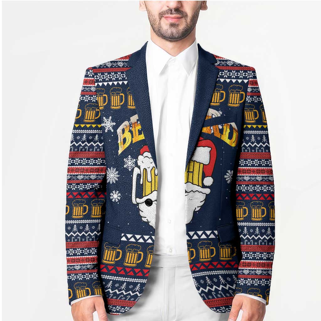 Santa Beerd Christmas Blazer Xmas Holiday Patterns - Wonder Print Shop